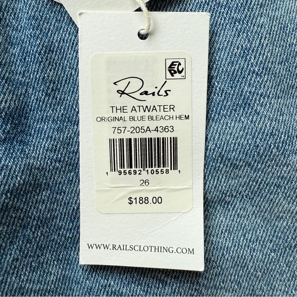 Rails Women's Atwater Slouchy Straight Jeans $188 26 Blue Bleach Wash High Rise - Picture 13 of 13